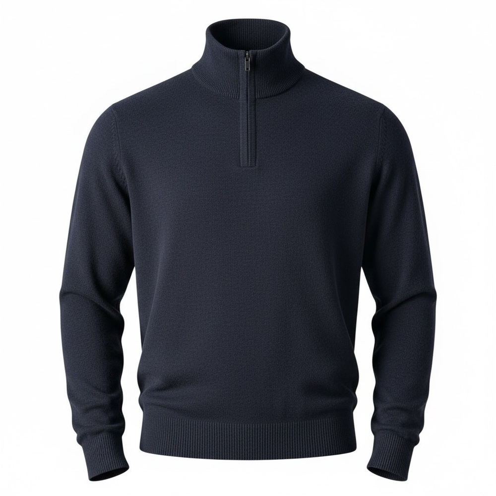 Banana Republic Factory Men's Navy Merino Wool Blend Half Zip Sweater‎ - Large